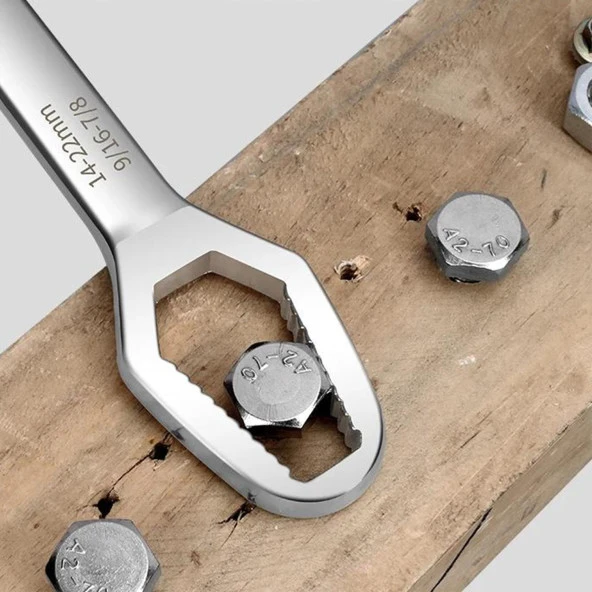 Pratik Çift Ağızlı Kendinden Sıkma Çok Amaçlı Anahtar Çelik Anahtarı Krom 8-13 / 14-22 mm - 3