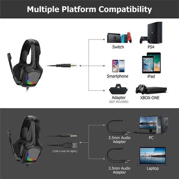 Zore Onikuma K20 RGB Oyuncu Kulaklığı 3.5mm - 3