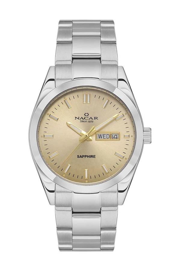 Nacar Bileklik Hediyeli Takvimli Sapphire Camlı 10 Atm 2Yıl Garantili Erkek Kol Saati 299227-ACM ürün görseli