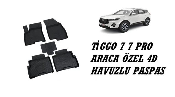 TİGGO 7 7 PRO ARACA ÖZEL 4D HAVUZLU PASPAS 2023 2024 2025 ürün görseli 1