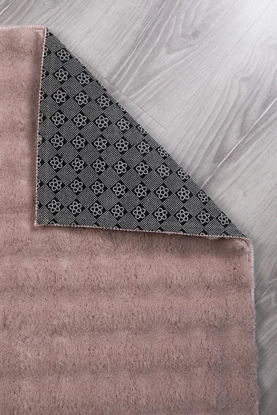 Dekoratif Bubble Uzun Tüylü Yumuşak Puffy Peluş Kaymaz Yıkanabilir Salon Antre Halı Yolluk Pembe - 4