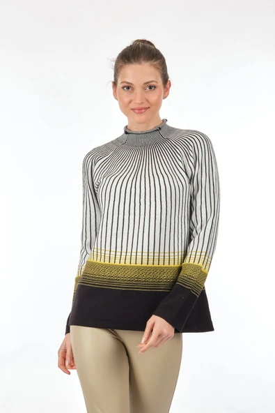 Unique Mode Minimalist Oversize Uzun Kol Triko Kazak Kadın - Resim 11