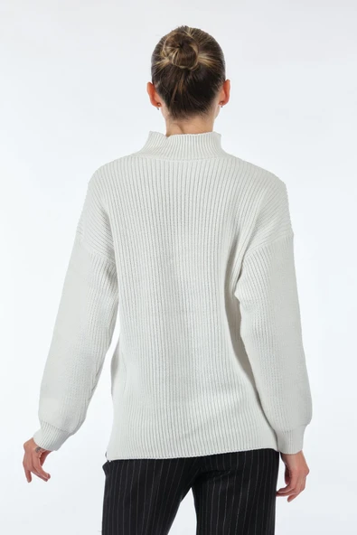 Unique Mode Minimalist Boğazlı Oversize Triko - Günlük Şıklık - 7