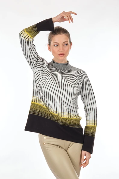 Unique Mode Minimalist Oversize Uzun Kol Triko Kazak Kadın - Resim 10