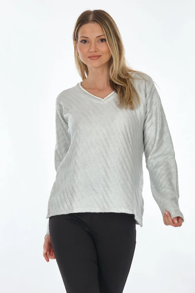 Unique Mode Oversize V Yaka Uzun Kol Triko - Minimalist Tarz - 3