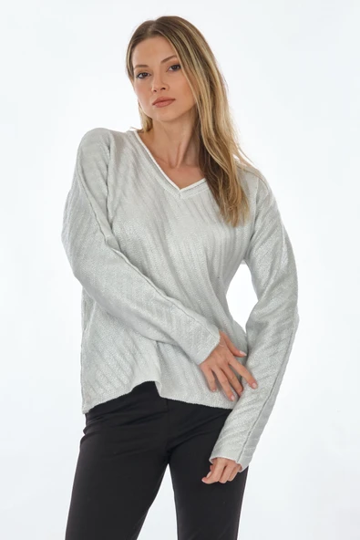 Unique Mode Oversize V Yaka Uzun Kol Triko - Minimalist Tarz - 2