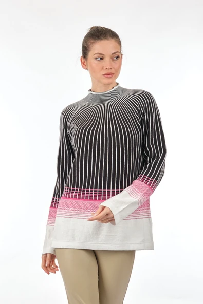 Unique Mode Minimalist Oversize Uzun Kol Triko Kazak Kadın - Resim 3