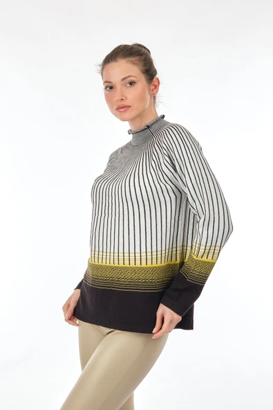 Unique Mode Minimalist Oversize Uzun Kol Triko Kazak Kadın - Resim 12