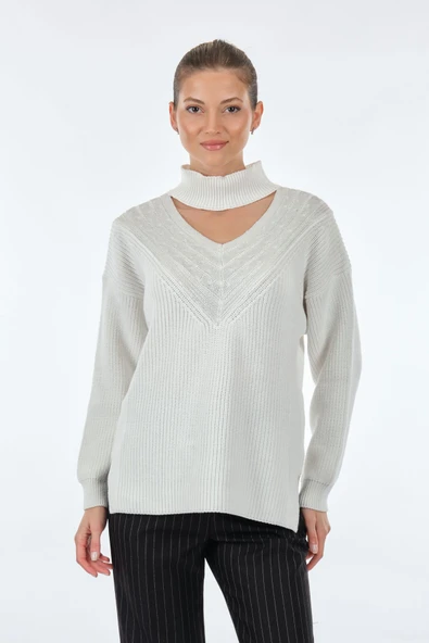 Unique Mode Minimalist Boğazlı Oversize Triko - Günlük Şıklık - 2