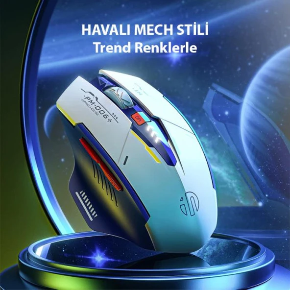 Polham 2.4G Kablosuz Şarjlı Süper Sessiz Oyuncular İçin Mouse, 6 Tuşlu 2400DPİ Gecikmesiz Mouse - Resim 5