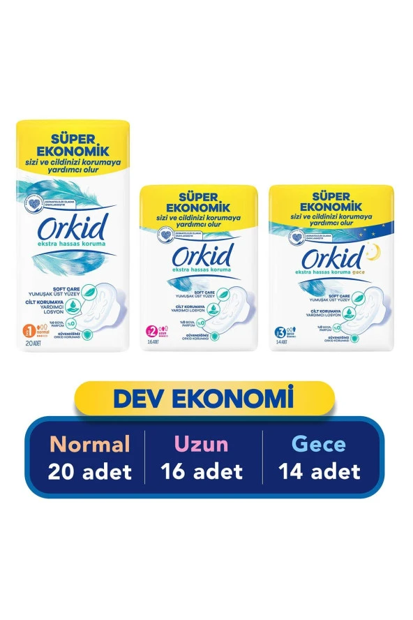 Orkid Ultra Ekstra Hassas Paketi (20'li Normal+16'lı Uzun+14'lü Gece)