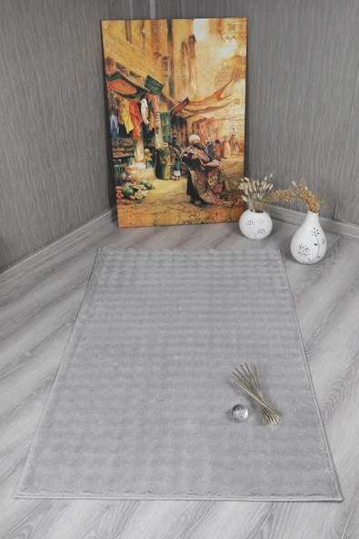 Dekoratif Bubble Uzun Tüylü Yumuşak Puffy Peluş Kaymaz Yıkanabilir Salon Koridor Halı Yolluk Gri - 2