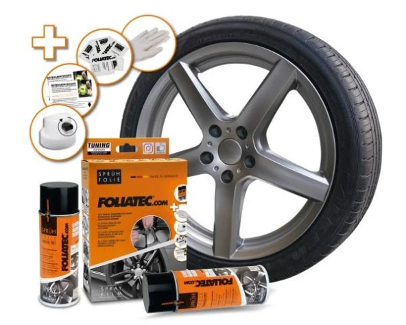 Foliatec Jant Metal Sprey Folyo Yüzey Kaplama Seti 2x400ml. Tunç Metalik Gri Mat - Resim 2