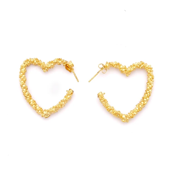 Altın Kaplama Küpe Kalpli Kadın Halka Model UNK-763 ürün görseli