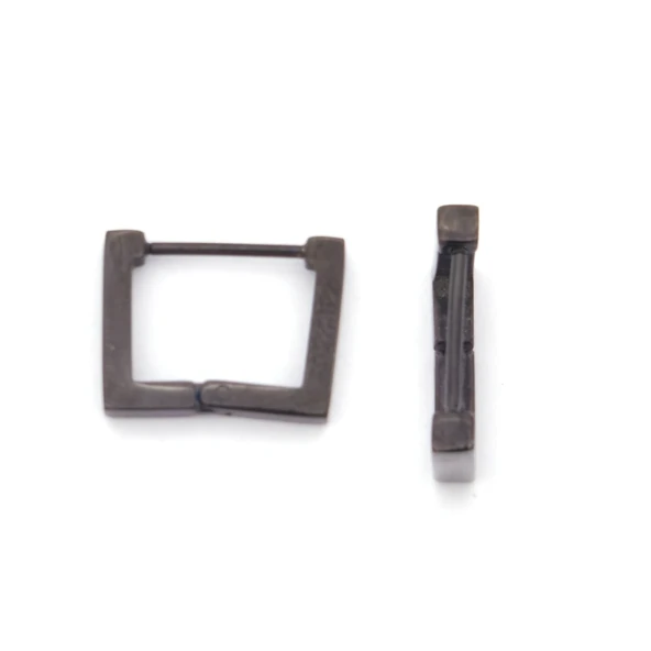 Çelik Halka Küpe Siyah Kare Unisex Küpe UNK-662 ürün görseli