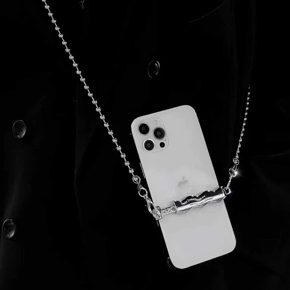 Zore İP03 Cep Telefonu Boyun Askısı Metal Zincir - 2