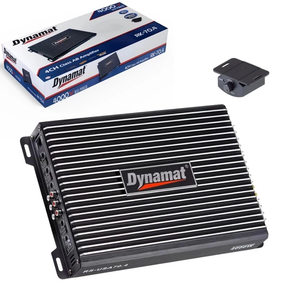 Dynamat RK 70.4 AB Klas Oto Amfi 4x70W RMS 4000W Maksimum Bass Kontrol