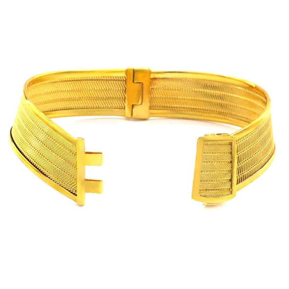 İmitasyon Trabzon Hasırı Altın Kaplama 4 Sıra Kelepçe BLZ-597 - Resim 5