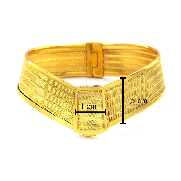 İmitasyon Trabzon Hasırı Altın Kaplama 4 Sıra Kelepçe BLZ-597 - Resim 3