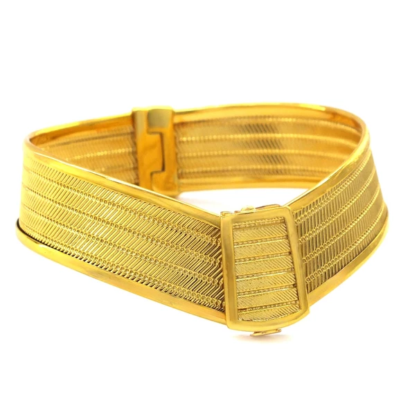 İmitasyon Trabzon Hasırı Altın Kaplama 4 Sıra Kelepçe BLZ-597 - Resim 4