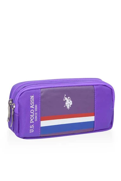 U.S. Polo Assn. Çift Gözlü Deri-Süet Mor Kalem Çantası PLKLK23096 - 2