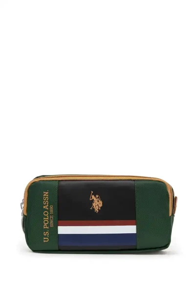 U.S. Polo Assn. Çift Gözlü Deri-Süet Haki Yeşil Kalem Çantası PLKLK23094