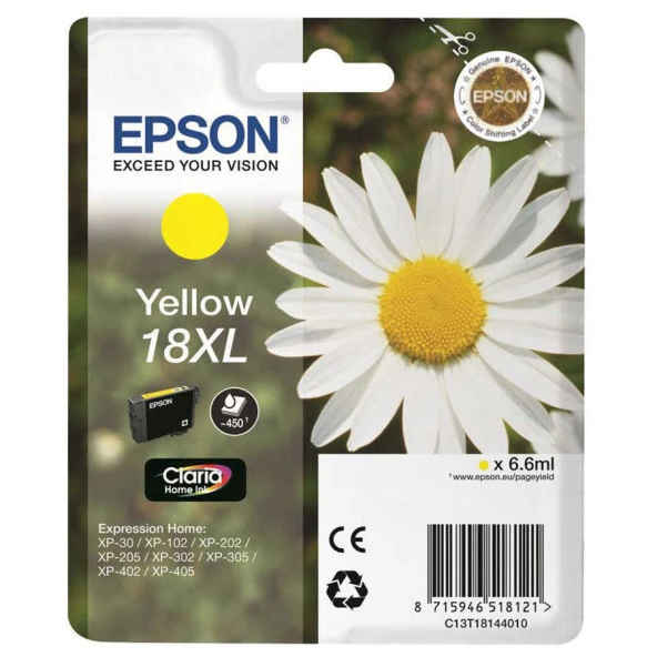 Tonersepeti Epson 18XL-T1814-C13T18144020 Sarı Orjinal Kartuş