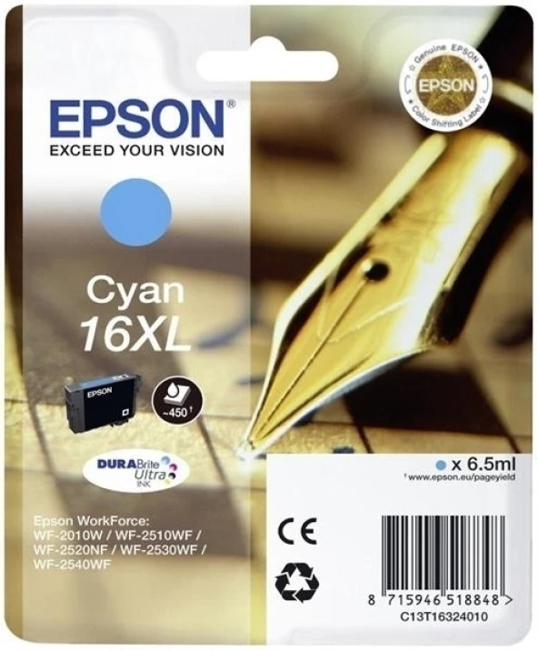 Tonersepeti Epson 16XL-T1632-C13T16324020 Mavi Orjinal Kartuş