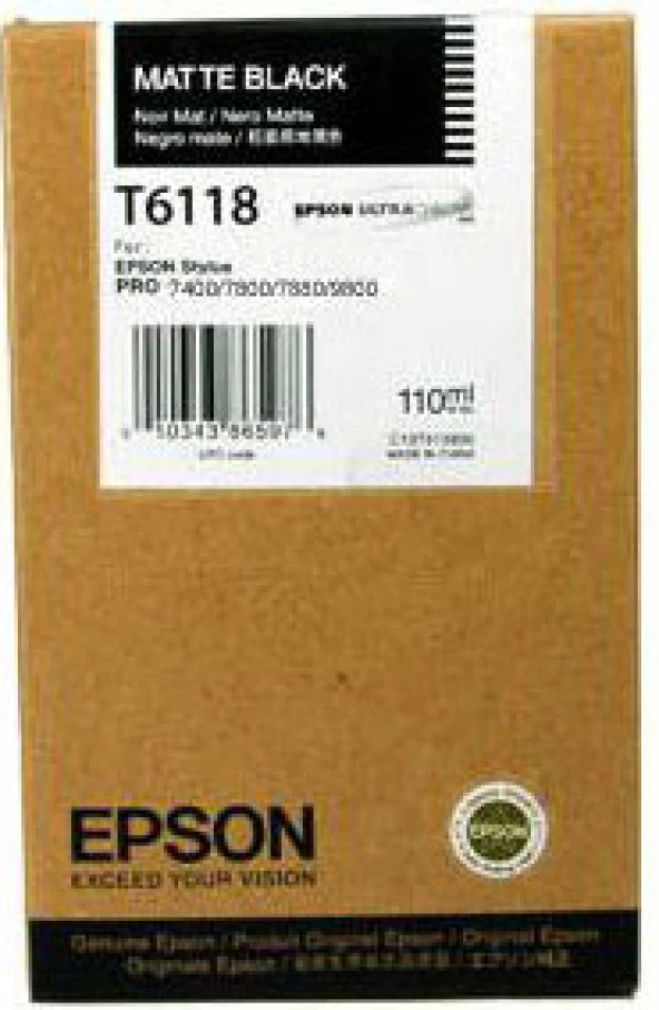 Tonersepeti Epson T6118 C13T611800 Orjinal Mat Siyah Kartuş