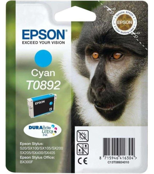 Tonersepeti Epson T0892 C13T08924020 Orjinal Mavi Kartuş