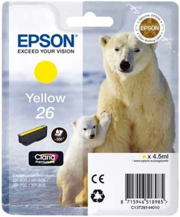 Tonersepeti Epson T26 C13T26144020 Orjinal Sarı Kartuş