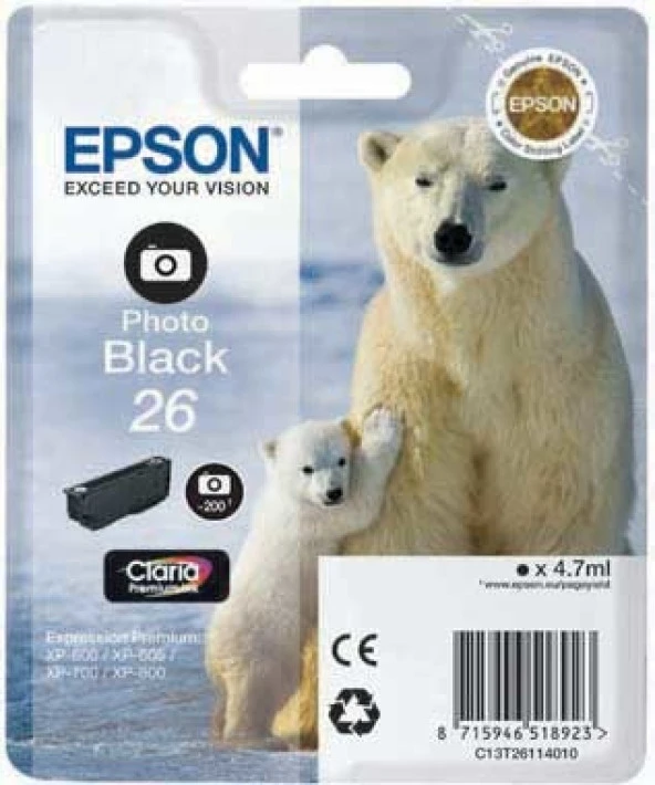 Tonersepeti Epson T26 C13T26114020 Orjinal Foto Siyah Kartuş