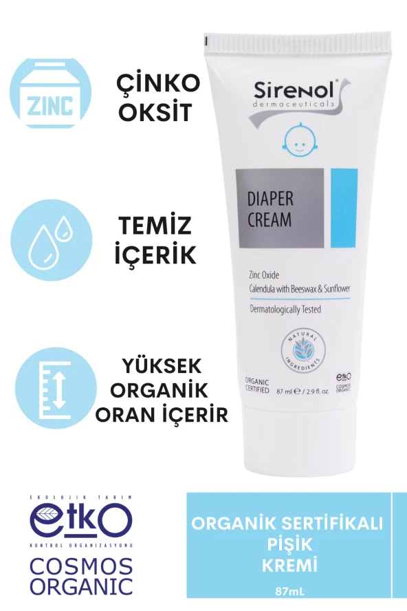 Sirenol Organik Sertifikalı Bebek Pişik Kremi 87 mL