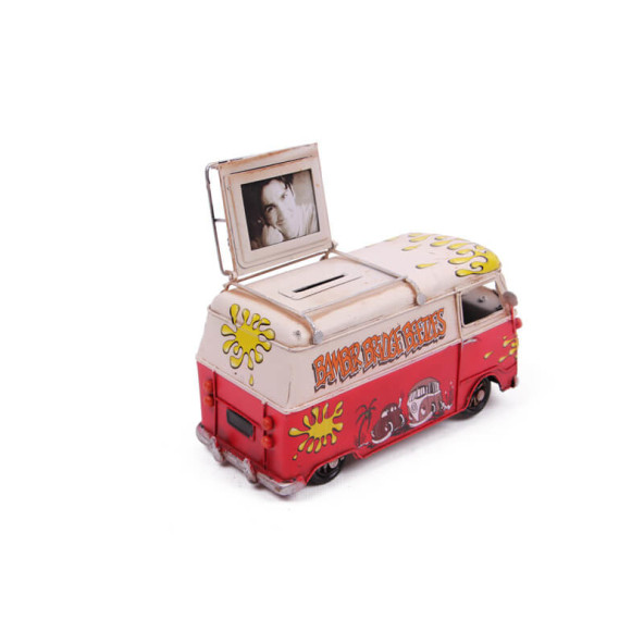 Dekoratif Metal Minibüs Çerçeveli ve Kumbaralı 1304E-3831 Model-M78 - 3