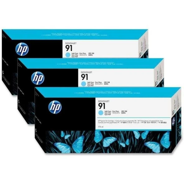 Tonersepeti Hp 91-C9486A Orjinal Açık Mavi Kartuş 3'Lü Paket