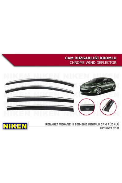 Renault Megane 3 2011-2015 Kromlu Cam Rüzgarlığı ürün görseli