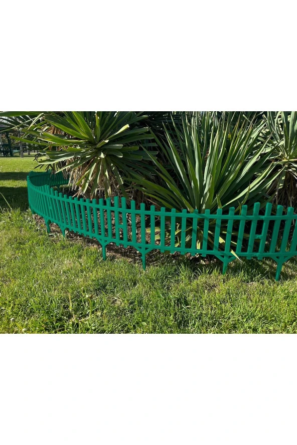DS- Yeşil 10 Adet Bahçe Çiti Dekoratif Esnek Plastik Çit Peyzaj Koruma Çit Toplam 580-36 Cm