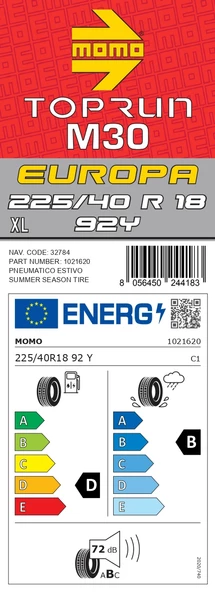 Momo 225/40 R18 92Y XL M30 Toprun Oto Yaz Lastiği (Üretim Tarihi: 2024) - 4