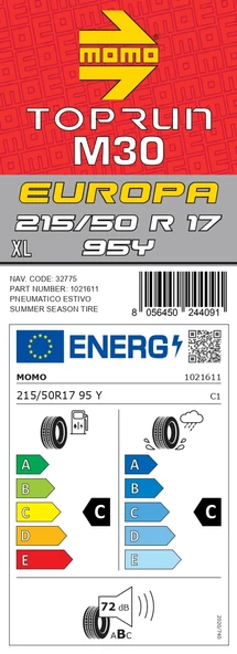Momo 215/50 R17 95Y XL M30 Toprun Oto Yaz Lastiği (Üretim Tarihi: 2024) - 4