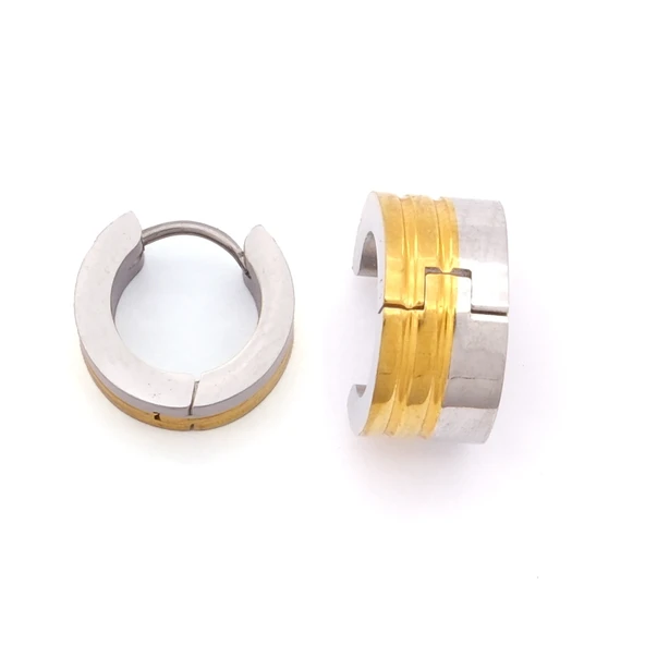 Altın Kaplama Çift Renk Kalın Halka Küpe UNK-722 ürün görseli