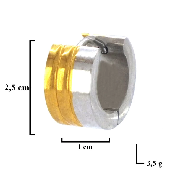 Altın Kaplama Çift Renk Kalın Halka Küpe UNK-722 - Resim 4