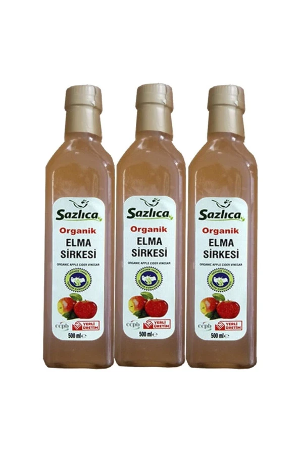 Sazlıca Organik Elma Sirkesi 3 Ad 500 Ml