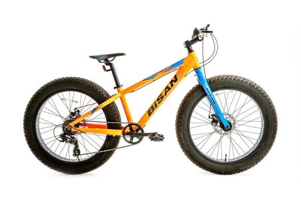 Bisan Skater MD Fren 7 Vites 24 Jant Fat Bike Bisiklet Neon Turuncu Mavi 33 Kadro