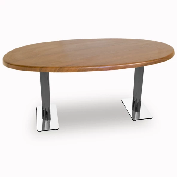 Karanfil Werzalit Oval Masa 94x146 - Koyu Ahşap ürün görseli