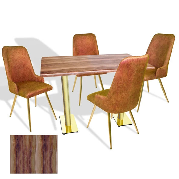 Karanfil Gold Werzalit - Çırağan Gold Masa Takımı (80x140) - (Indiana Wood - Kiremit) ürün görseli