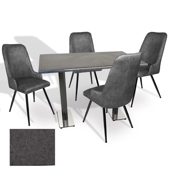 Karanfil Werzalit - Çırağan Masa Takımı (70x120) - (Grey Marble - Füme) ürün görseli