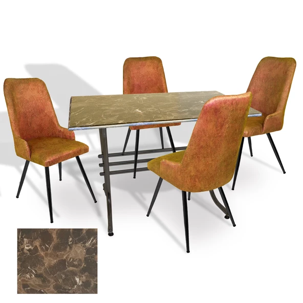 Japon Werzalit - Çırağan Mutfak Masa Takımı (80x140) - (Karacabey Mermer - Kiremit) ürün görseli