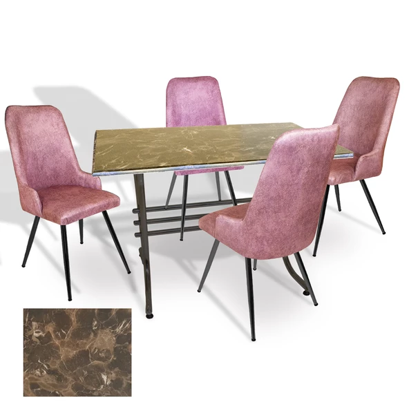 Japon Werzalit - Çırağan Mutfak Masa Takımı (80x120) - (Karacabey Mermer - Pembe) ürün görseli