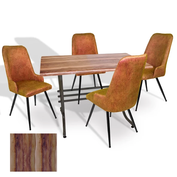 Japon Werzalit - Çırağan Mutfak Masa Takımı (70x120) - (Indiana Wood - Kiremit)