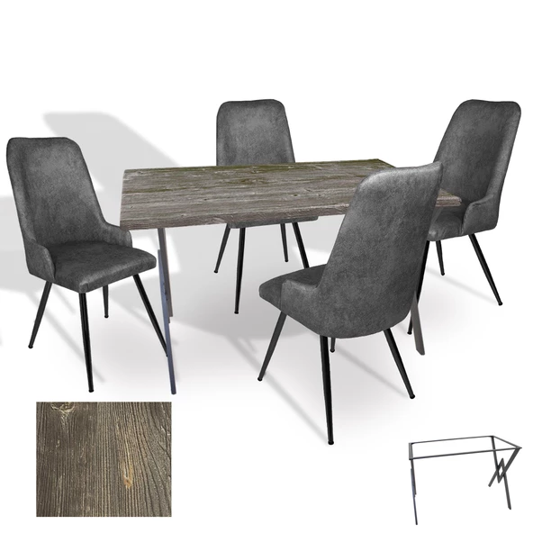 Anemon Werzalit - Çırağan Masa Takımı (80x120) - (Old Pine  - Füme) ürün görseli